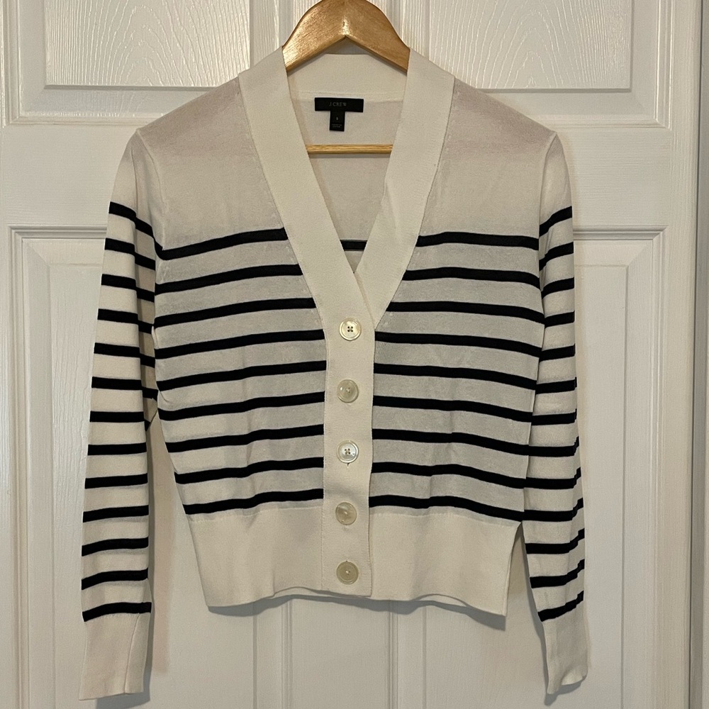 J. Crew Stripped, V-Neck Cardigan